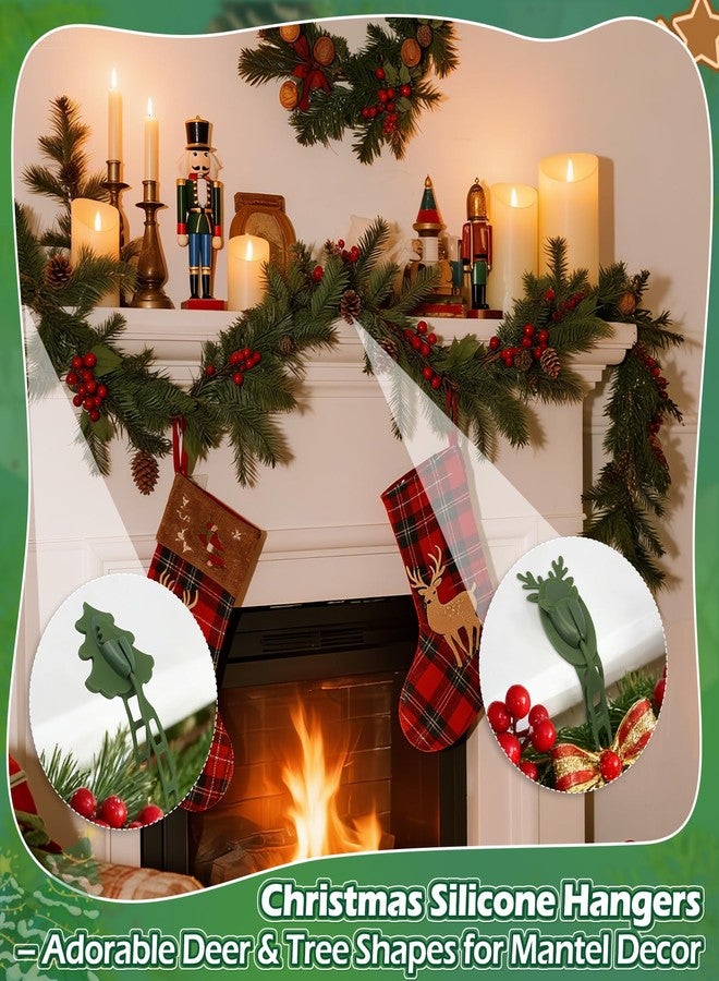 YIBOBO 12Pcs Christmas Garland Hangers for Mantle, Fireplace Stocking and Garland Holder Christmas Wreath Ties, Reusable Silicone Adhesive Straps for Fireplace Mantle Stairways Front Door (12) - Image 3
